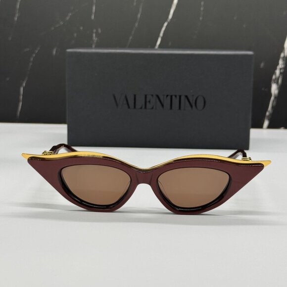 NEW V-GOLDCUT VLS-114B VALENTINO SUNGLASSES BORDEAUX CAT EYE EYEWEAR VALENTINO - Picture 4 of 13